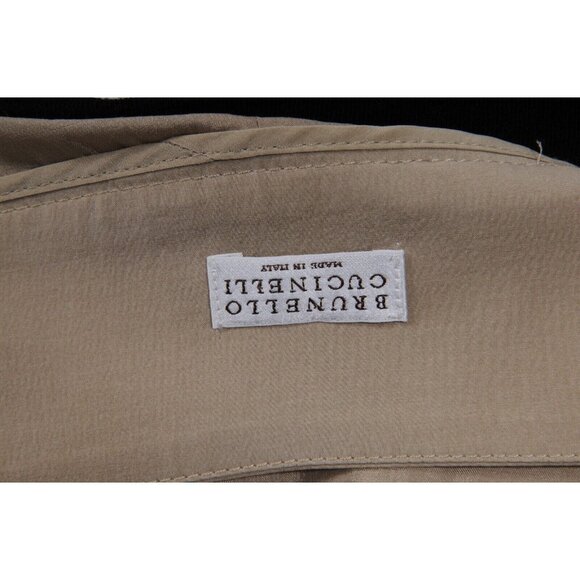 Brunello Cucinelli Womens Wide Zipped Pants US 8 IT 44 Brown Silk Flowy Trousers - Picture 12 of 14